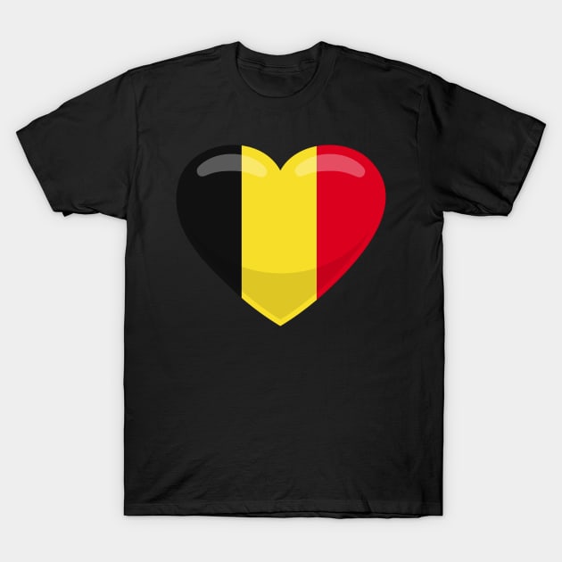 Belgium Flag Heart T-Shirt by SunburstGeo